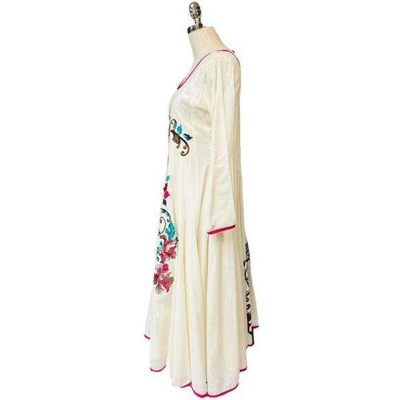 Vintage Long Sleeve Maxi Dress, Boho Style Embroidery, Fits 8-10 Full Length - Picture 4 of 14